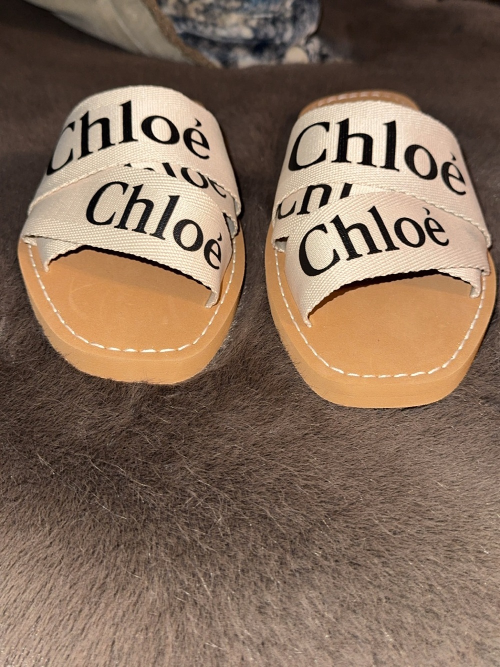 NEW Chloe Designer Woody Flat Logo Ribbon Slide Sandals Shoe Women 9B/39EU White - Picture 11 of 15